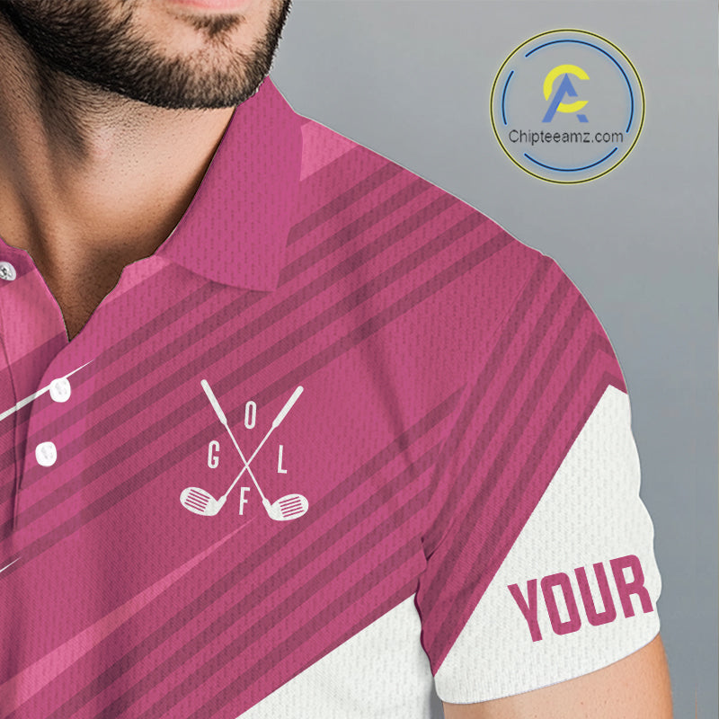 Pink and white golf polo shirts custom golf tops, personalized golf gifts