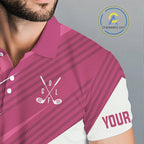 Pink and white golf polo shirts custom golf tops, personalized golf gifts