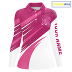 Pink and white golf polo shirts custom golf tops, personalized golf gifts