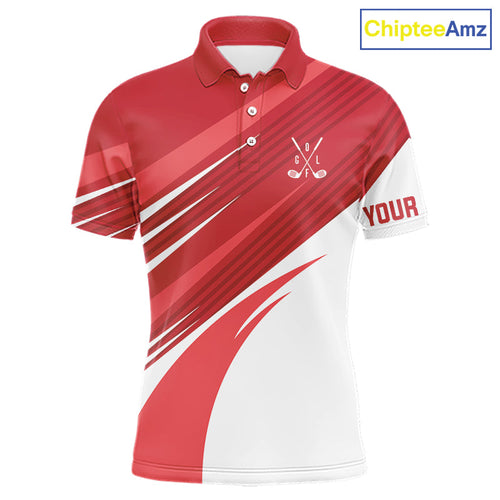 Red and white golf polo shirts custom golf tops, personalized golf gifts