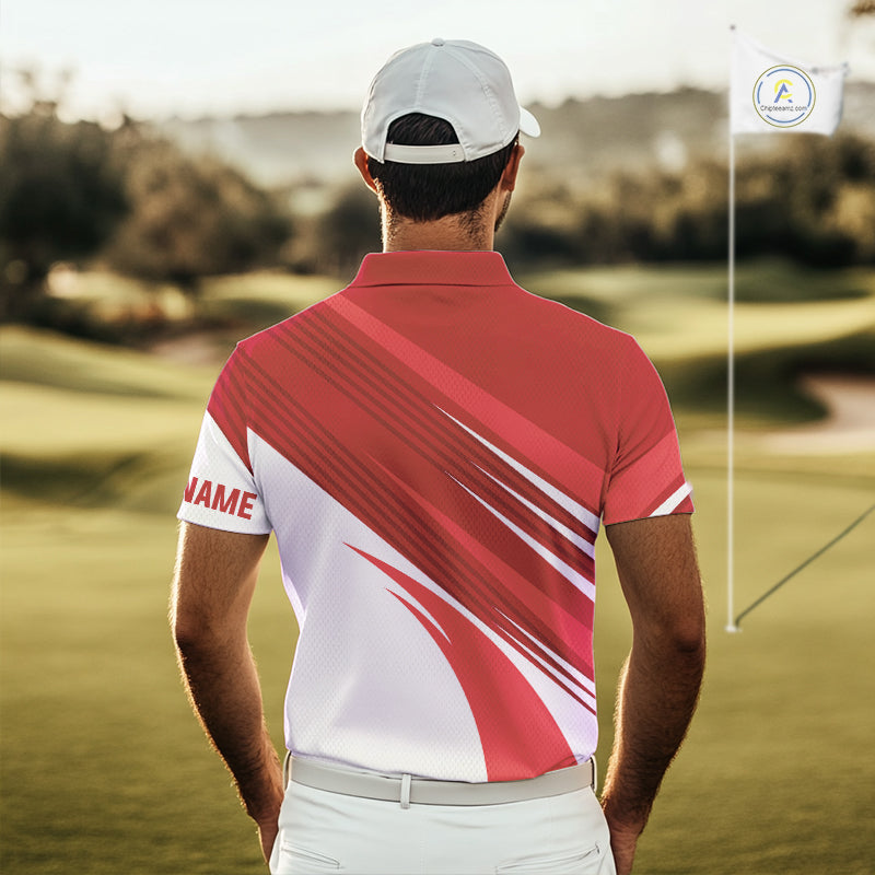 Red and white golf polo shirts custom golf tops, personalized golf gifts