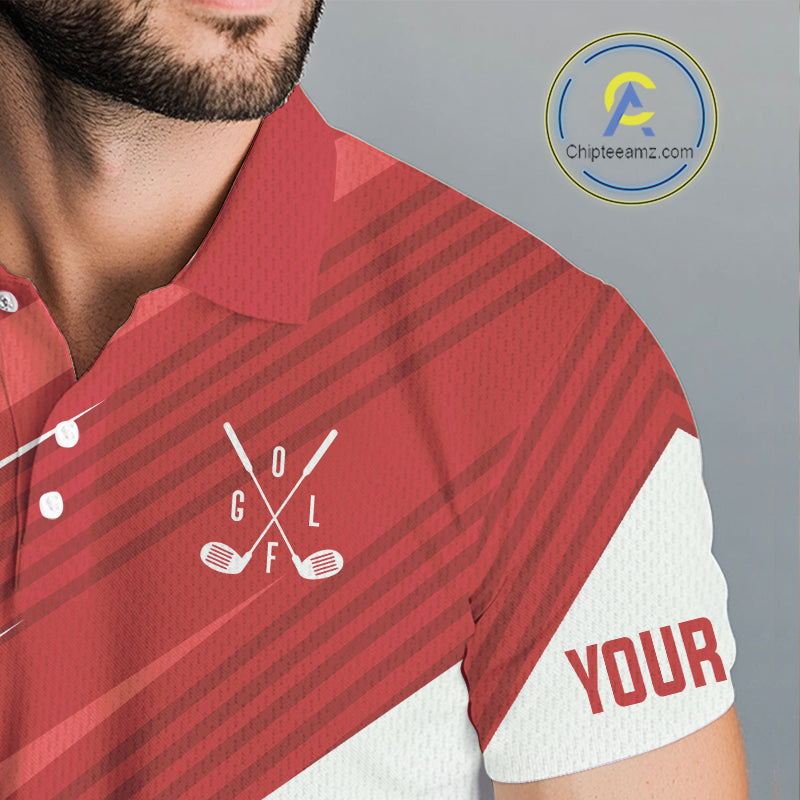 Red and white golf polo shirts custom golf tops, personalized golf gifts