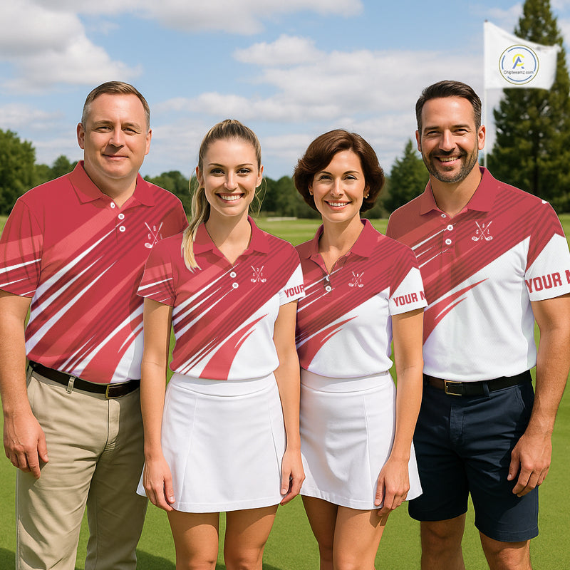 Red and white golf polo shirts custom golf tops, personalized golf gifts