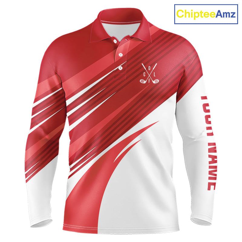 Red and white golf polo shirts custom golf tops, personalized golf gifts