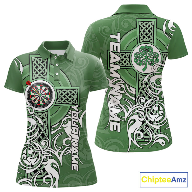Green Irish Tribal Cross St Patrick's Day Darts shirts Custom Lucky Darts Team Jerseys