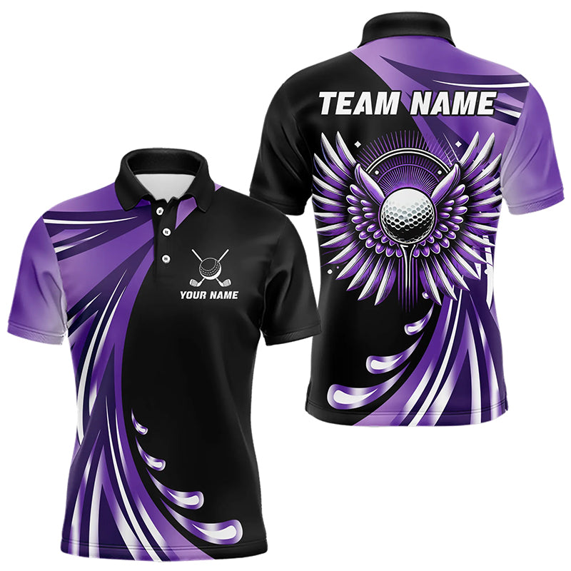 Black and Purple golf ball wings Golf Polo Shirts Custom golf attire golfer gifts