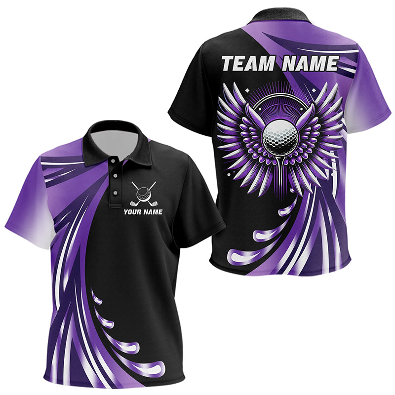 Black and Purple golf ball wings Golf Polo Shirts Custom golf attire golfer gifts