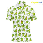Funny Green Frog pattern Golf polo shirts Custom golf attire, gift for golfers