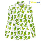 Funny Green Frog pattern Golf polo shirts Custom golf attire, gift for golfers
