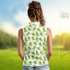 Funny Green Frog pattern Sleeveless polo shirt Custom golf attire, gift for golfers