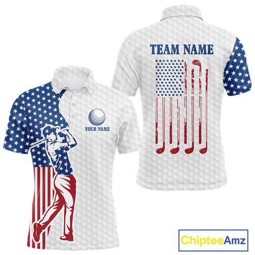 Red, White and Blue American Flag Golf polo shirts Custom patriotic golf top