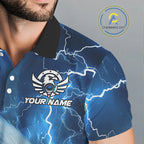 Blue Lightning Thunder Eagle Golf Polo Shirts custom golf top, team golf shirts