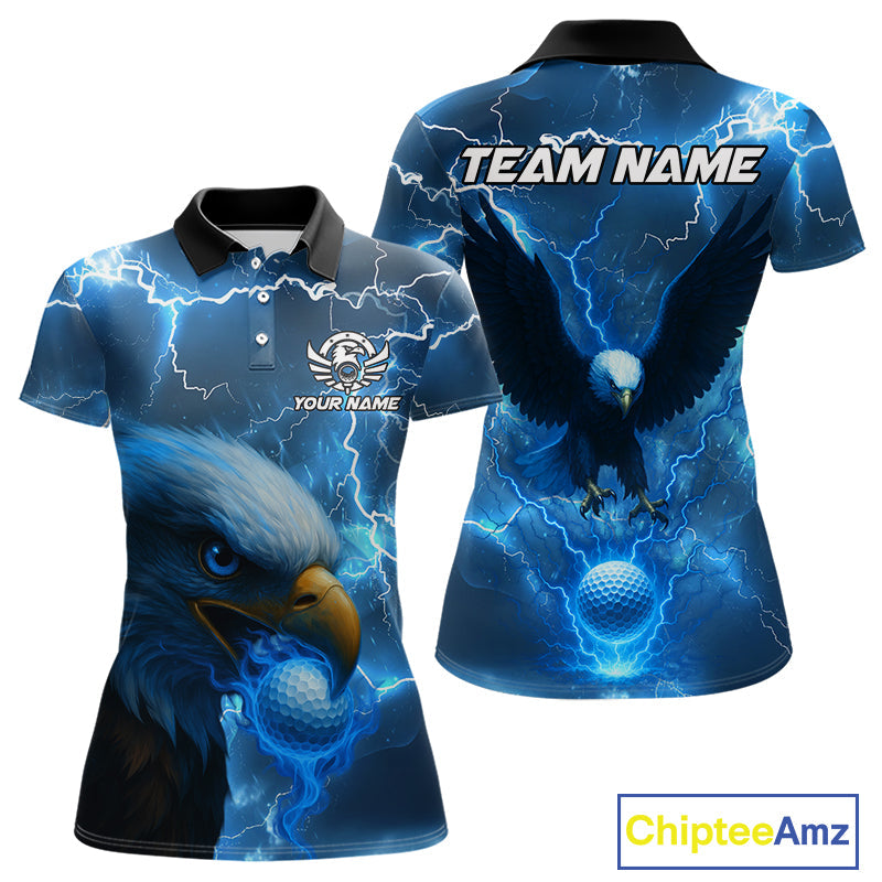 Blue Lightning Thunder Eagle Golf Polo Shirts custom golf top, team golf shirts