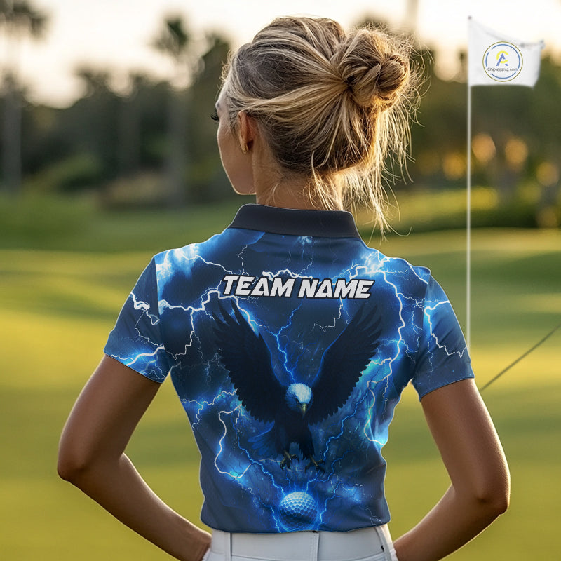 Blue Lightning Thunder Eagle Golf Polo Shirts custom golf top, team golf shirts