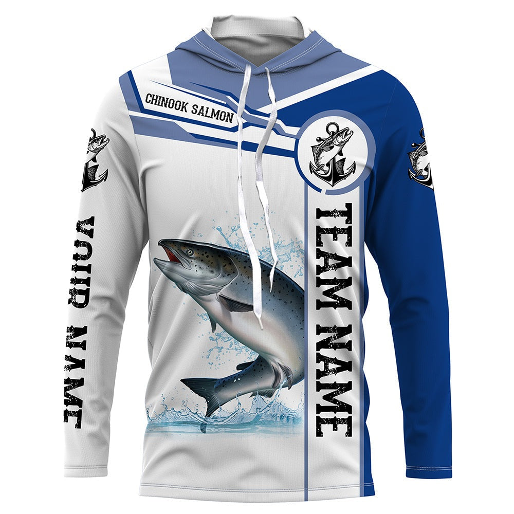 Chinook salmon fishing Customize name and team name tournament long sleeves fishing shirts