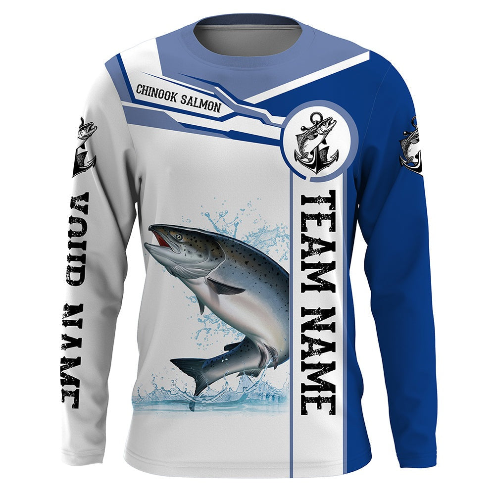 Chinook salmon fishing Customize name and team name tournament long sleeves fishing shirts