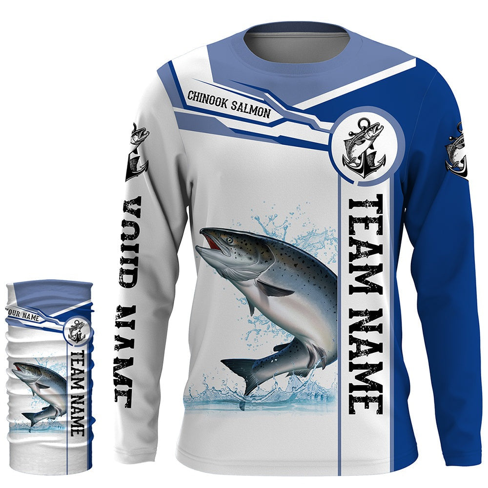 Chinook salmon fishing Customize name and team name tournament long sleeves fishing shirts