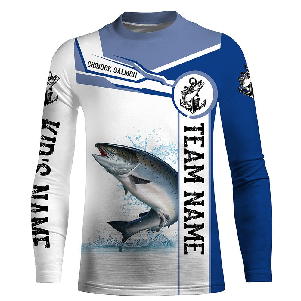 Chinook salmon fishing Customize name and team name tournament long sleeves fishing shirts