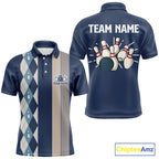 Retro Blue argyle pattern Bowling shirts custom bowling team jerseys Bowler Outfits