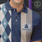 Retro Blue argyle pattern Bowling shirts custom bowling team jerseys Bowler Outfits