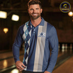 Retro Blue argyle pattern Bowling shirts custom bowling team jerseys Bowler Outfits