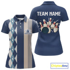 Retro Blue argyle pattern Bowling shirts custom bowling team jerseys Bowler Outfits