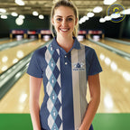 Retro Blue argyle pattern Bowling shirts custom bowling team jerseys Bowler Outfits