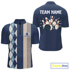 Retro Blue argyle pattern Bowling shirts custom bowling team jerseys Bowler Outfits