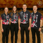 Custom Red Flame Black Eagle Bowling Polo, Quarter Zip Shirt, Team Bowling Clothes