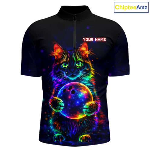 Neon Cat Bowling Jerseys Custom Team Bowling Apparel, best bowling shirts