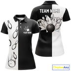 Black and white retro vintage Bowling polo shirts custom Bowling team jerseys