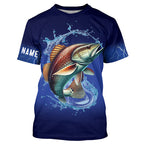 Redfish Puppy Drum Fishing blue lightning Customized Name Long sleeve Fishing Shirts