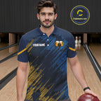 Blue and Yellow Pattern Bowling Shirt Custom Here For The Beer Funny Bowling Tournament Shirt