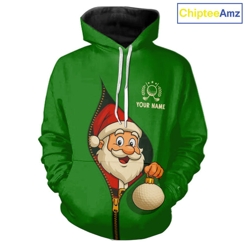 Green Christmas Funny Santa Golf Hoodies Custom Xmas Golf Attire, Christmas gift