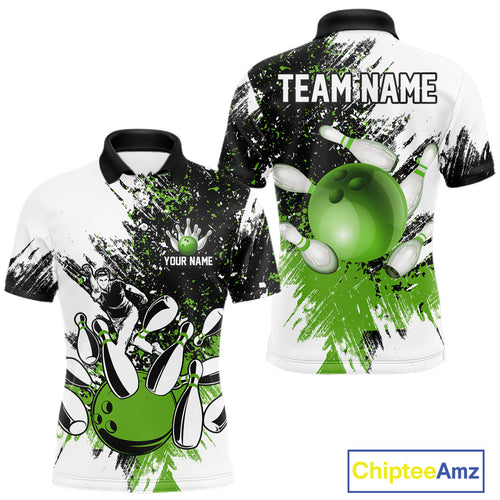 Black & White Bowling Polo, Quarter Zip Shirt Custom bowling jersey, bowling outfit