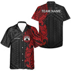 Black and Red Tribal pattern Hawaiian bowling shirts Custom Team bowling button up shirts