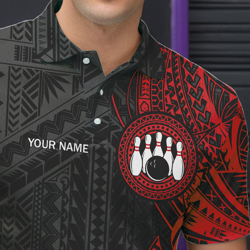 Black and Red Tribal pattern Bowling Shirts Custom Bowling outfit Team bowling league jersey