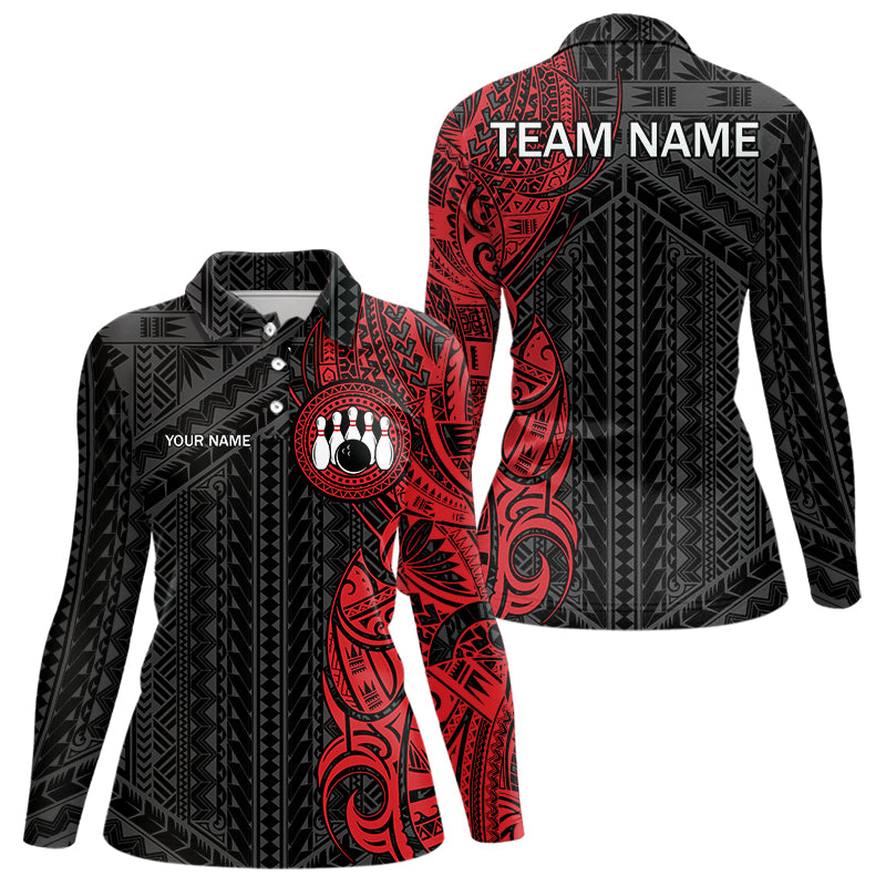 Black and Red Tribal pattern Bowling Shirts Custom Bowling outfit Team bowling jerseys