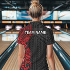 Black and Red Tribal pattern Bowling Shirts Custom Bowling outfit Team bowling jerseys