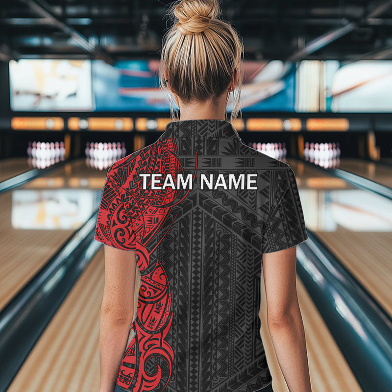 Black and Red Tribal pattern Bowling Shirts Custom Bowling outfit Team bowling jerseys