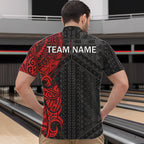 Black and Red Tribal pattern Bowling Shirts Custom Bowling outfit Team bowling league jersey