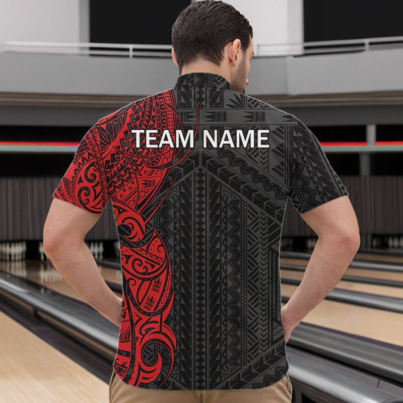 Black and Red Tribal pattern Bowling Shirts Custom Bowling outfit Team bowling league jersey