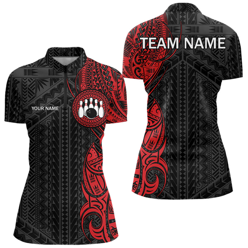 Black and Red Tribal pattern Bowling Shirts Custom Bowling outfit Team bowling jerseys