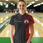 Black and Red Tribal pattern Bowling Shirts Custom Bowling outfit Team bowling jerseys