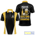 Funny Golf beer golf polos shirts custom Weekend forecast golfing with a chance of drinking