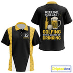 Funny Golf beer golf polos shirts custom Weekend forecast golfing with a chance of drinking