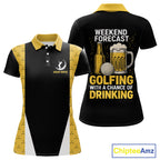 Funny Golf beer golf polos shirts custom Weekend forecast golfing with a chance of drinking