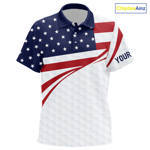 Red, White and Blue American Flag Golf polos shirts custom patriotic golf attire