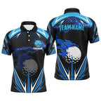 Black golf polo shirts custom blue lightning team golf jerseys, golf attire