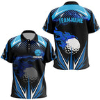 Black golf polo shirts custom blue lightning team golf jerseys, golf attire